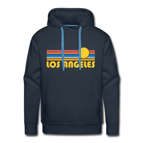 Premium Los Angeles, California Hoodie - Retro Sun Premium Men's Los Angeles Sweatshirt / Hoodie - navy