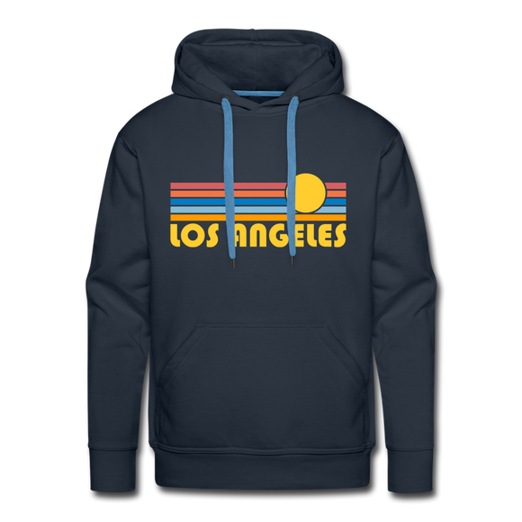 Premium Los Angeles, California Hoodie - Retro Sun Premium Men's Los Angeles Sweatshirt / Hoodie - navy
