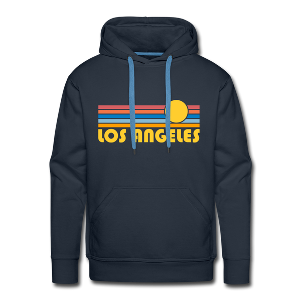Premium Los Angeles, California Hoodie - Retro Sun Premium Men's Los Angeles Sweatshirt / Hoodie - navy