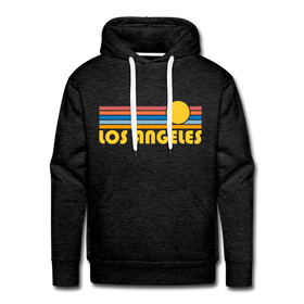 Premium Los Angeles, California Hoodie - Retro Sun Premium Men's Los Angeles Sweatshirt / Hoodie - charcoal grey