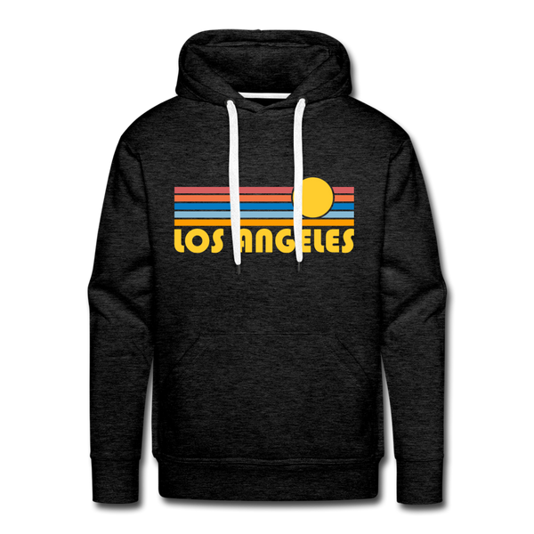 Premium Los Angeles, California Hoodie - Retro Sun Premium Men's Los Angeles Sweatshirt / Hoodie - charcoal grey