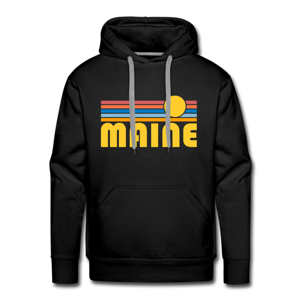 Premium Maine Hoodie - Retro Sun Premium Men's Maine Sweatshirt / Hoodie - black
