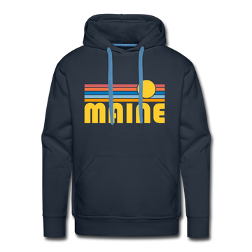 Premium Maine Hoodie - Retro Sun Premium Men's Maine Sweatshirt / Hoodie - navy