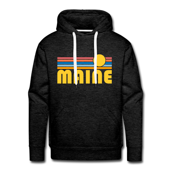 Premium Maine Hoodie - Retro Sun Premium Men's Maine Sweatshirt / Hoodie - charcoal grey