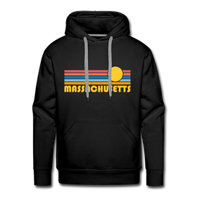 Premium Massachusetts Hoodie - Retro Sun Premium Men's Massachusetts Sweatshirt / Hoodie - black