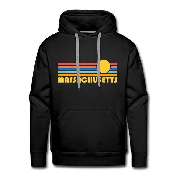 Premium Massachusetts Hoodie - Retro Sun Premium Men's Massachusetts Sweatshirt / Hoodie - black