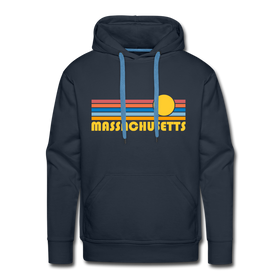 Premium Massachusetts Hoodie - Retro Sun Premium Men's Massachusetts Sweatshirt / Hoodie - navy