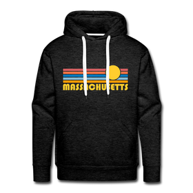 Premium Massachusetts Hoodie - Retro Sun Premium Men's Massachusetts Sweatshirt / Hoodie - charcoal grey