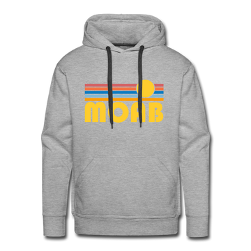Premium Moab, Utah Hoodie - Retro Sun Premium Men's Moab Sweatshirt / Hoodie - heather grey