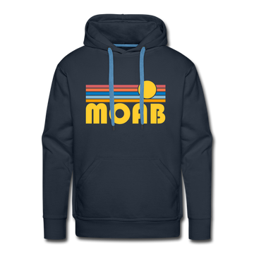 Premium Moab, Utah Hoodie - Retro Sun Premium Men's Moab Sweatshirt / Hoodie - navy