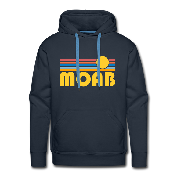 Premium Moab, Utah Hoodie - Retro Sun Premium Men's Moab Sweatshirt / Hoodie - navy