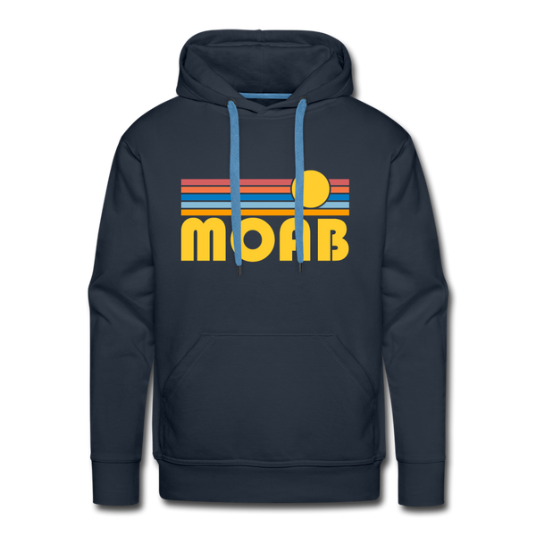 Premium Moab, Utah Hoodie - Retro Sun Premium Men's Moab Sweatshirt / Hoodie - navy