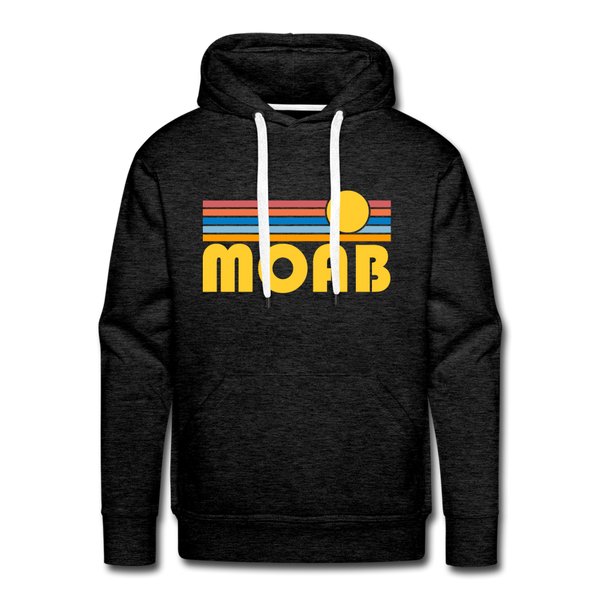 Premium Moab, Utah Hoodie - Retro Sun Premium Men's Moab Sweatshirt / Hoodie - charcoal grey