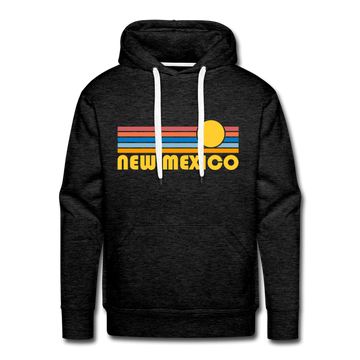 Premium New Mexico Hoodie - Retro Sun Premium Men's New Mexico Sweatshirt / Hoodie - charcoal grey