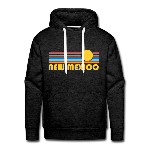 Premium New Mexico Hoodie - Retro Sun Premium Men's New Mexico Sweatshirt / Hoodie - charcoal grey