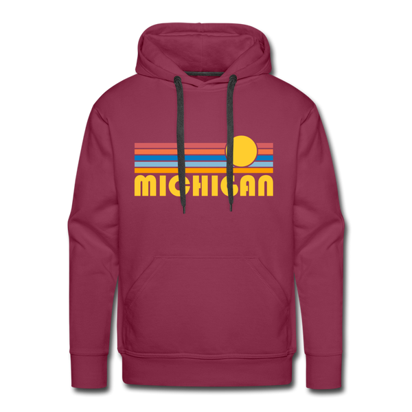 Premium Michigan Hoodie - Retro Sun Premium Men's Michigan Sweatshirt / Hoodie - burgundy
