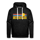 Premium Michigan Hoodie - Retro Sun Premium Men's Michigan Sweatshirt / Hoodie - charcoal grey