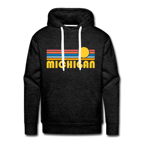 Premium Michigan Hoodie - Retro Sun Premium Men's Michigan Sweatshirt / Hoodie - charcoal grey