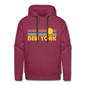 Premium New York, New York Hoodie - Retro Sun Premium Men's New York Sweatshirt / Hoodie - burgundy