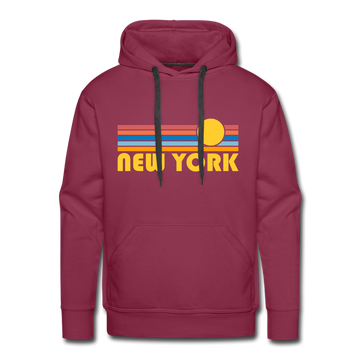 Premium New York, New York Hoodie - Retro Sun Premium Men's New York Sweatshirt / Hoodie - burgundy