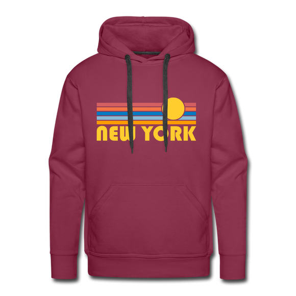 Premium New York, New York Hoodie - Retro Sun Premium Men's New York Sweatshirt / Hoodie - burgundy
