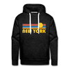 Premium New York, New York Hoodie - Retro Sun Premium Men's New York Sweatshirt / Hoodie - charcoal grey