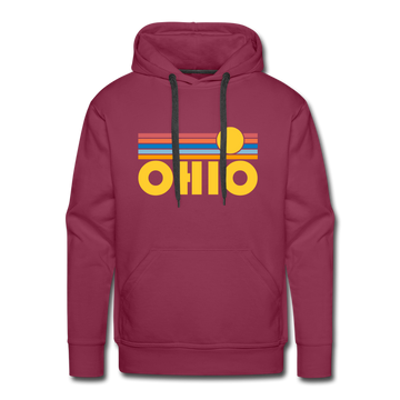 Premium Ohio Hoodie - Retro Sun Premium Men's Ohio Sweatshirt / Hoodie - burgundy