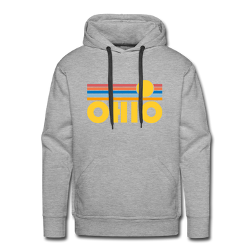 Premium Ohio Hoodie - Retro Sun Premium Men's Ohio Sweatshirt / Hoodie - heather grey