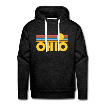 Premium Ohio Hoodie - Retro Sun Premium Men's Ohio Sweatshirt / Hoodie - charcoal grey