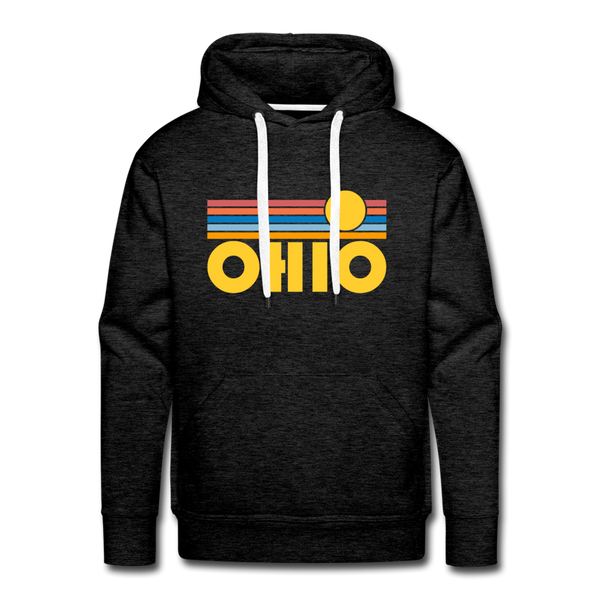 Premium Ohio Hoodie - Retro Sun Premium Men's Ohio Sweatshirt / Hoodie - charcoal grey