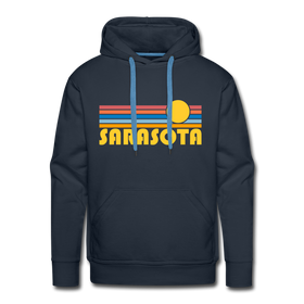 Premium Sarasota, Florida Hoodie - Retro Sun Premium Men's Sarasota Sweatshirt / Hoodie - navy