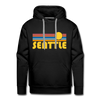 Premium Seattle, Washington Hoodie - Retro Sun Premium Men's Seattle Sweatshirt / Hoodie - black