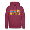 Premium Seattle, Washington Hoodie - Retro Sun Premium Men's Seattle Sweatshirt / Hoodie - burgundy