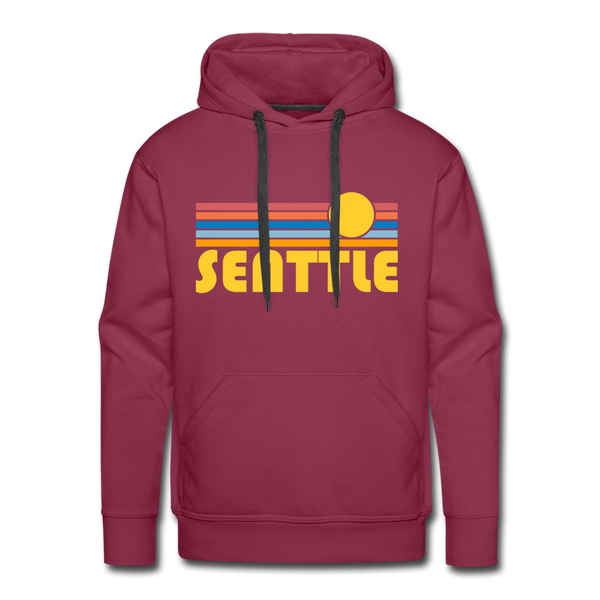 Premium Seattle, Washington Hoodie - Retro Sun Premium Men's Seattle Sweatshirt / Hoodie - burgundy