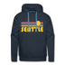 Premium Seattle, Washington Hoodie - Retro Sun Premium Men's Seattle Sweatshirt / Hoodie - navy
