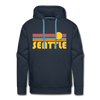 Premium Seattle, Washington Hoodie - Retro Sun Premium Men's Seattle Sweatshirt / Hoodie - navy