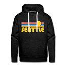 Premium Seattle, Washington Hoodie - Retro Sun Premium Men's Seattle Sweatshirt / Hoodie - charcoal grey