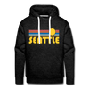 Premium Seattle, Washington Hoodie - Retro Sun Premium Men's Seattle Sweatshirt / Hoodie - charcoal grey
