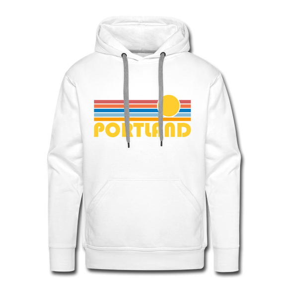 Premium Portland, Oregon Hoodie - Retro Sun Premium Men's Portland Sweatshirt / Hoodie - white