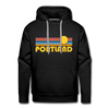 Premium Portland, Oregon Hoodie - Retro Sun Premium Men's Portland Sweatshirt / Hoodie - black