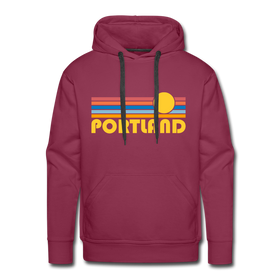 Premium Portland, Oregon Hoodie - Retro Sun Premium Men's Portland Sweatshirt / Hoodie - burgundy