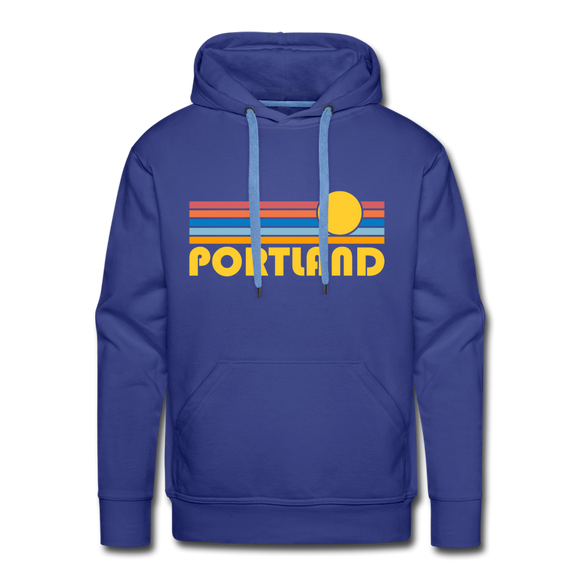 Premium Portland, Oregon Hoodie - Retro Sun Premium Men's Portland Sweatshirt / Hoodie - royalblue