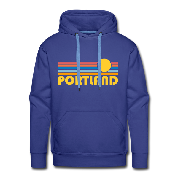 Premium Portland, Oregon Hoodie - Retro Sun Premium Men's Portland Sweatshirt / Hoodie - royalblue
