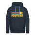 Premium Portland, Oregon Hoodie - Retro Sun Premium Men's Portland Sweatshirt / Hoodie - navy