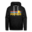 Premium Portland, Oregon Hoodie - Retro Sun Premium Men's Portland Sweatshirt / Hoodie - charcoal grey