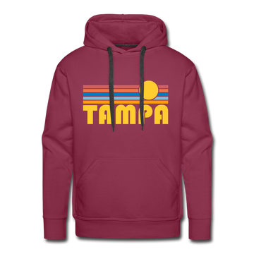 Premium Tampa, Florida Hoodie - Retro Sun Premium Men's Tampa Sweatshirt / Hoodie - burgundy