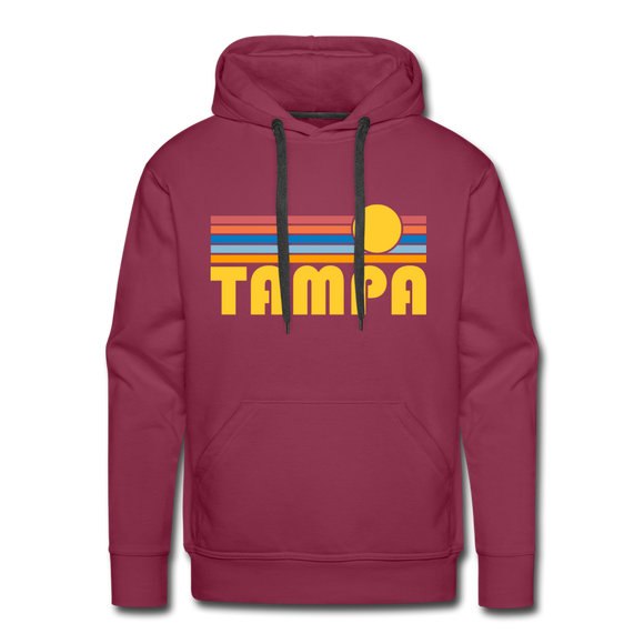 Premium Tampa, Florida Hoodie - Retro Sun Premium Men's Tampa Sweatshirt / Hoodie - burgundy