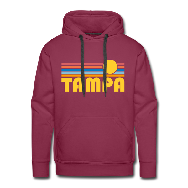 Premium Tampa, Florida Hoodie - Retro Sun Premium Men's Tampa Sweatshirt / Hoodie - burgundy