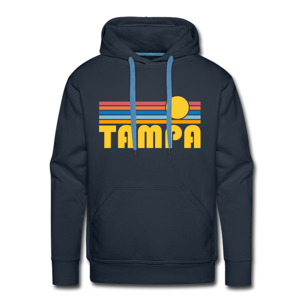 Premium Tampa, Florida Hoodie - Retro Sun Premium Men's Tampa Sweatshirt / Hoodie - navy