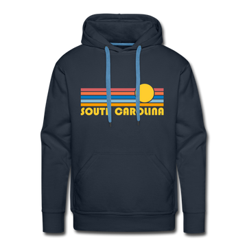Premium South Carolina Hoodie - Retro Sun Premium Men's South Carolina Sweatshirt / Hoodie - navy